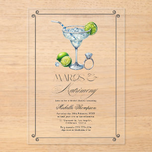Invitations En Acrylique Margs transparents et douche de mariée Matrimony