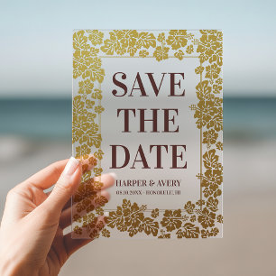 Invitations En Acrylique Mariage à Hawaï - Enregistrez la date
