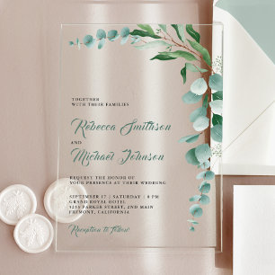 Invitations En Acrylique Mariage à la branche d'eucalyptus