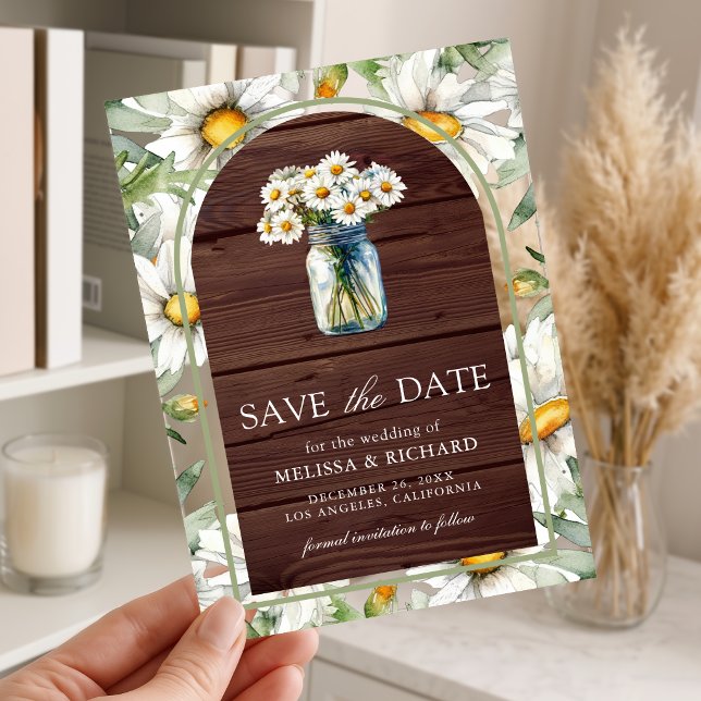 Invitations En Acrylique Mariage à la campagne avec pot Mason en bois de ma (Créateur téléchargé)