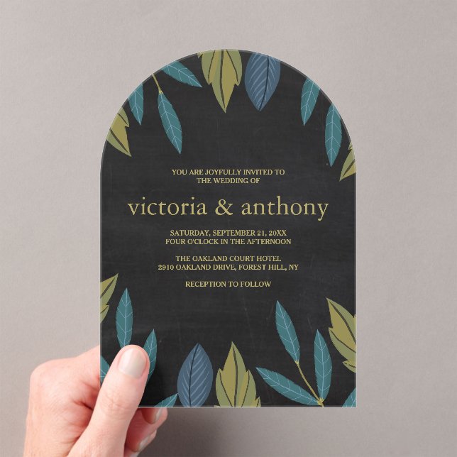 Invitations En Acrylique Mariage à la feuille de tableau noir (In situ (ordinateur de poche))