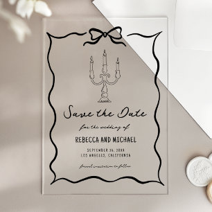 Invitations En Acrylique Mariage à l'arc dessiné à la main Black Hand