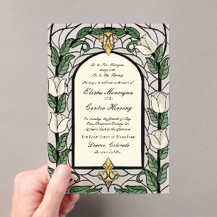 Invitations En Acrylique Mariage à l'effet de vitrail aux tulipes