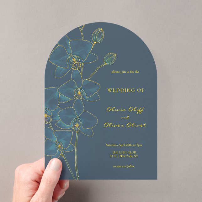 Invitations En Acrylique Mariage à l'Orchidée Bleue Douce (In situ (ordinateur de poche))