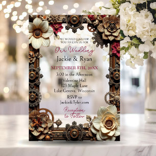 Invitations En Acrylique Mariage à thème gothique steampunk transparent