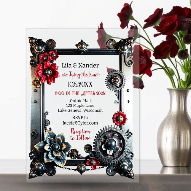 Invitations En Acrylique Mariage à thème Steampunk (Créateur téléchargé)