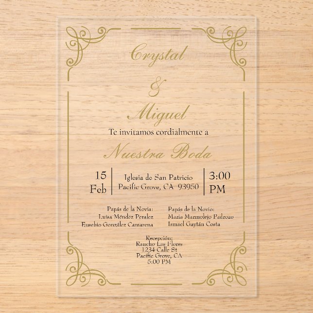 Invitations En Acrylique Mariage acrylique (Recto)