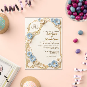 Invitations En Acrylique Mariage Acrylique Art Nouveau Bleu Or Fantaisiste
