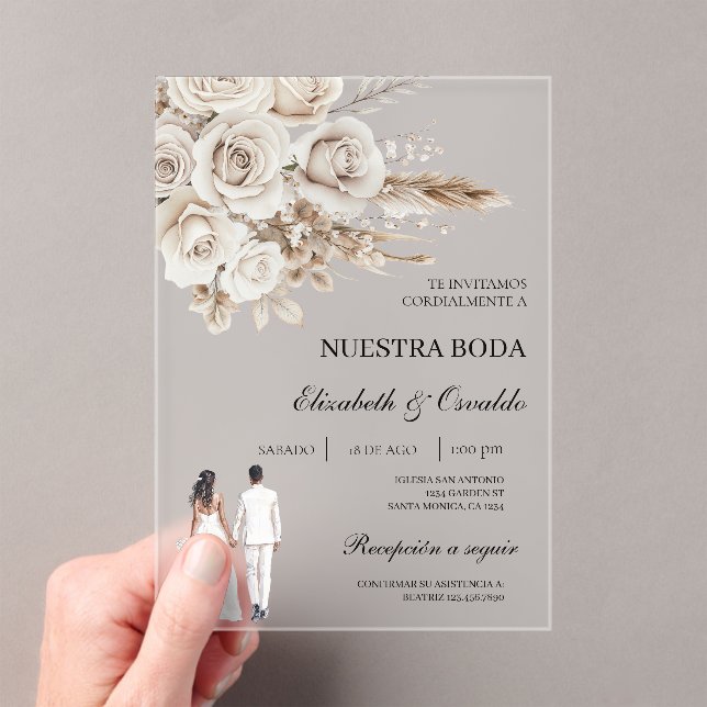 Invitations En Acrylique mariage acrylique avec mariée et marié  (In situ (ordinateur de poche))