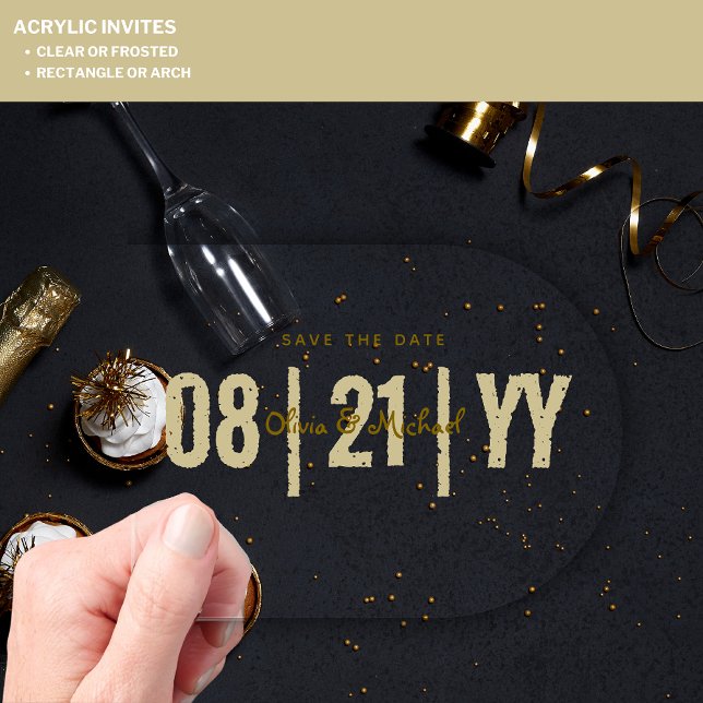 Invitations En Acrylique MARIAGE acrylique BUDGET Enregistrer Date minimali (Créateur téléchargé)