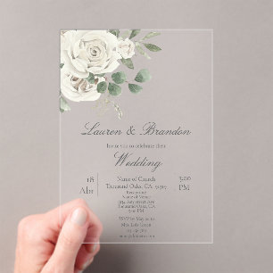 Invitations En Acrylique Mariage acrylique floral vert