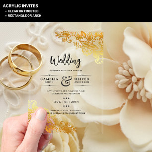 Invitations En Acrylique Mariage ACRYLIQUE Invite Elegant Or Dentelle
