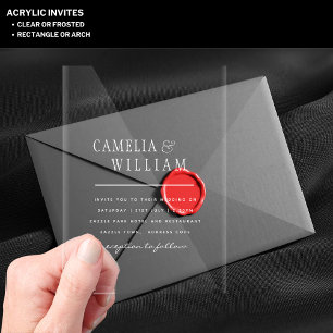 Invitations En Acrylique Mariage ACRYLIQUE Invite LE TEXTE BLANC Initiales 