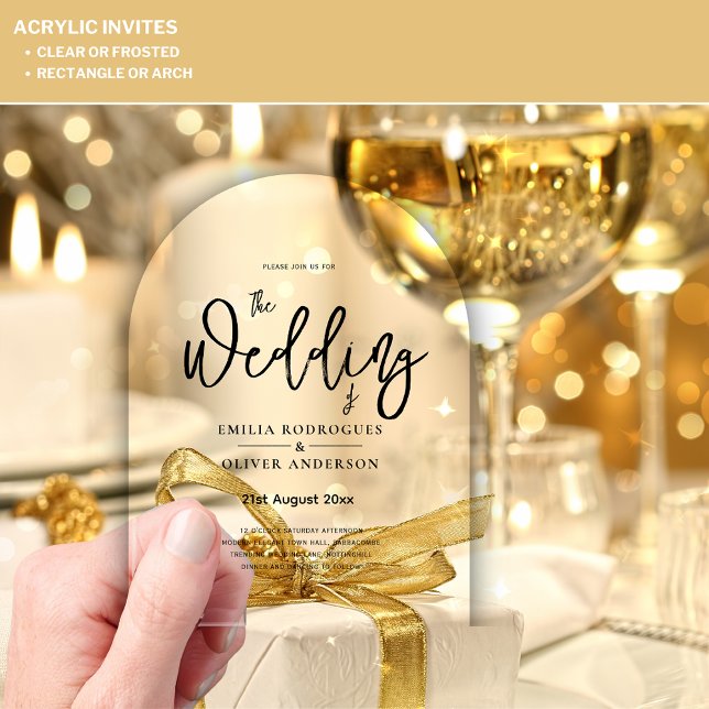 Invitations En Acrylique Mariage ACRYLIQUE Invite LE TEXTE NOIR Initiales e (Créateur téléchargé)