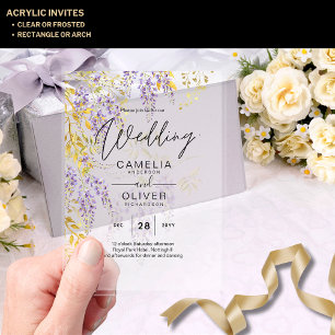 Invitations En Acrylique Mariage ACRYLIQUE Invite Wisteria Purple Floral