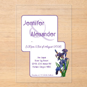 Invitations En Acrylique Mariage Acrylique Iris Aquarelle Violet Élégant