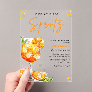 Invitations En Acrylique Mariage Amour de Cocktail Orange au Premier Spritz