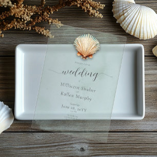 Invitations En Acrylique Mariage aquatique moderne Coastal Seashell