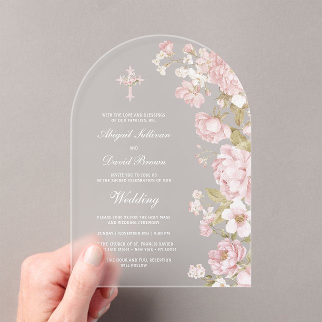 Invitations En Acrylique Mariage Arch Floral Fardé (In situ (ordinateur de poche))