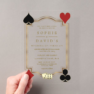 Invitations En Acrylique Mariage Art Déco au Casino Royale de Las Vegas Pok