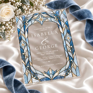 Invitations En Acrylique Mariage Art Nouveau en Verre Cathédrale Opalescent