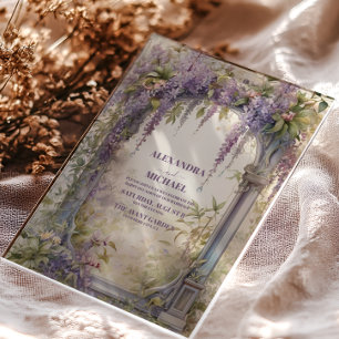 Invitations En Acrylique Mariage Art Nouveau Violet Pâle Vintage
