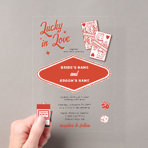 Invitations En Acrylique Mariage au Casino de Destination Las Vegas Lucky i