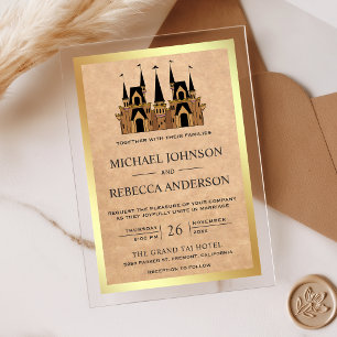 Invitations En Acrylique Mariage au Château de Conte de Fées Kraft