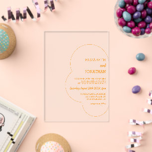 Invitations En Acrylique Mariage au coucher de soleil orange