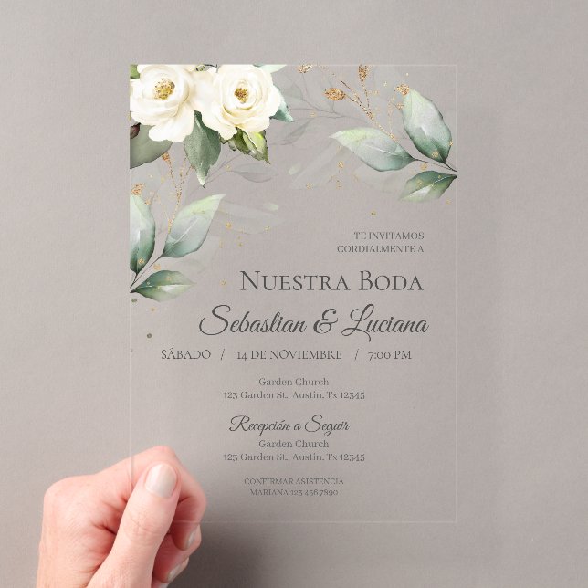 Invitations En Acrylique Mariage au Eucalyptus Verdoyant  (In situ (ordinateur de poche))