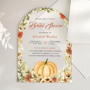 Invitations En Acrylique Mariage automnal champêtre avec citrouille