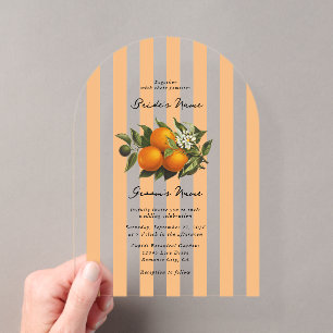 Invitations En Acrylique Mariage aux Agrumes Méditerranéens Italiens Orange