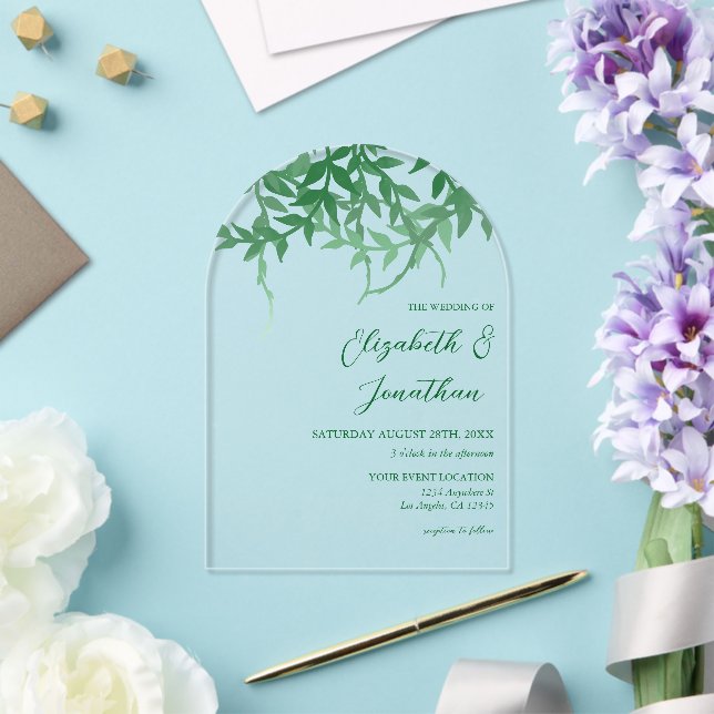 Invitations En Acrylique Mariage aux feuilles botaniques rustiques (Insitu (Mariage))