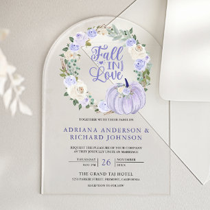 Invitations En Acrylique Mariage aux Roses Lavande et Citrouille