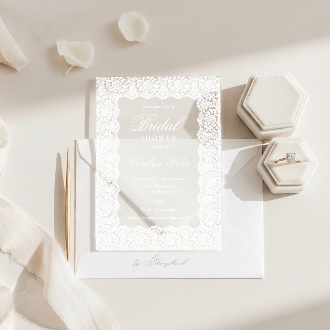 Invitations En Acrylique Mariage Blanc en Dentelle (Créateur téléchargé)