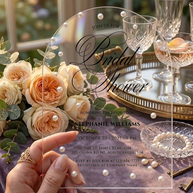 Invitations En Acrylique Mariage Blanc Perles (Créateur téléchargé)