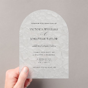 Invitations En Acrylique Mariage blanc rustique simple
