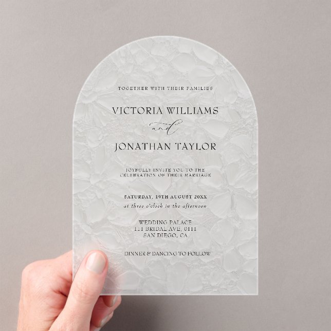 Invitations En Acrylique Mariage blanc rustique simple (In situ (ordinateur de poche))