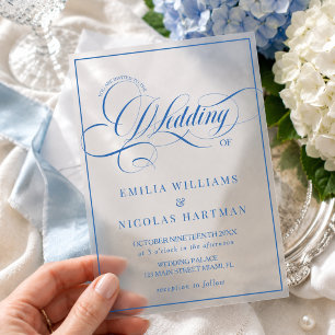 Invitations En Acrylique Mariage Bleu Luxe