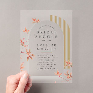 Invitations En Acrylique Mariage Bohème avec Arche et Feuilles d'Automne 