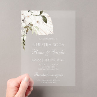 Invitations En Acrylique Mariage bohème blanc acrylique espagnol