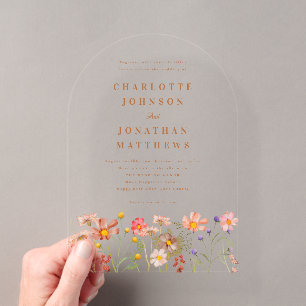 Invitations En Acrylique Mariage Bohème Champêtre Fleur Sauvage d'Automne