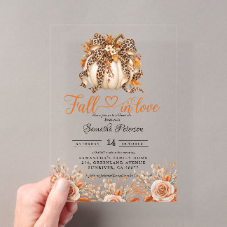Invitations En Acrylique Mariage bohème de Fête des récoltes Fleurs Citroui