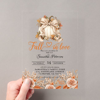 Invitations En Acrylique Mariage Bohème Fleurs Citrouille Shower d'Amour d'
