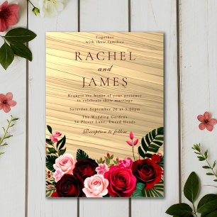 Invitations En Acrylique Mariage Bohème Floral Bourgogne Automne