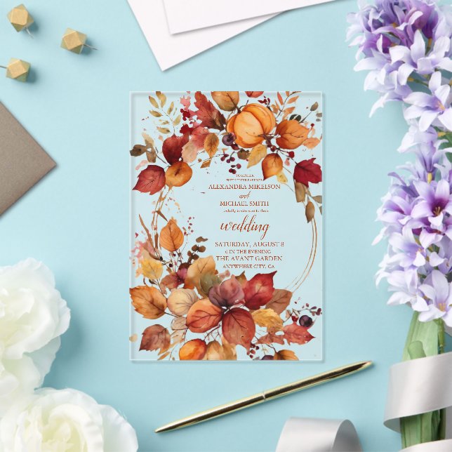 Invitations En Acrylique Mariage Bohème Floral Citrouille Script (Insitu (Mariage))