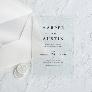 Invitations En Acrylique Mariage Bohème Minimaliste Noir & Blanc
