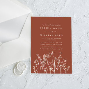 Invitations En Acrylique Mariage Bohème Minimaliste Terracotta