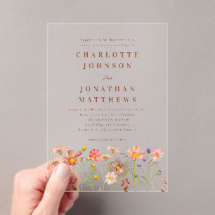 Invitations En Acrylique Mariage Bohème Terracotta Sauvage Automne
