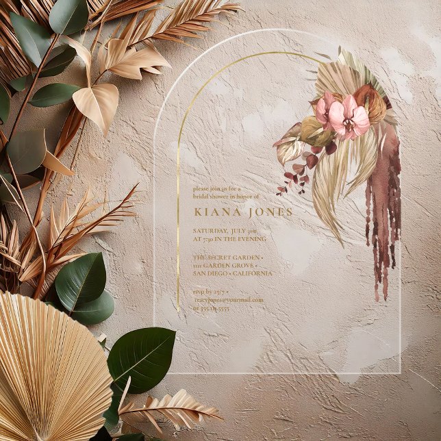 Invitations En Acrylique Mariage Boho Oasis Floral ID959 (Créateur téléchargé)